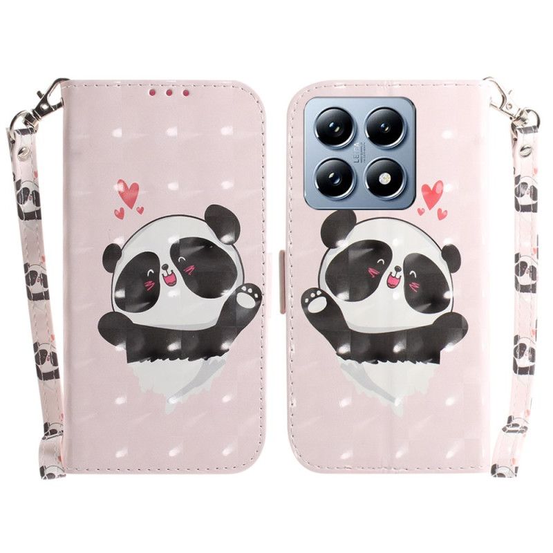 Folio-hoesje Xiaomi 14t Telefoonhoesje Panda Love Met Riempje