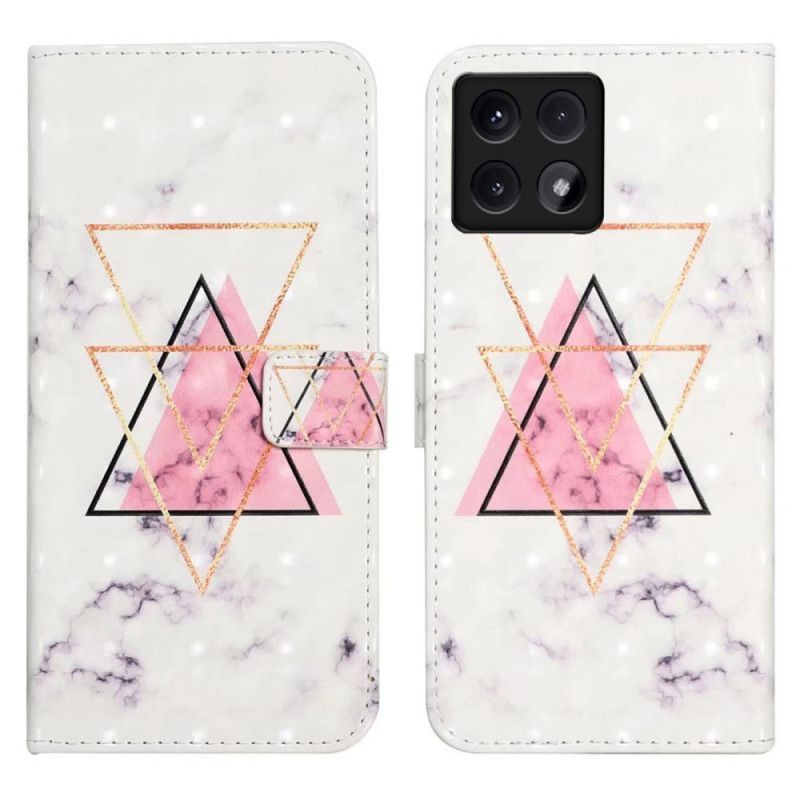 Leren Hoesje Xiaomi 14t Driehoekmarmer Bescherming Hoesje