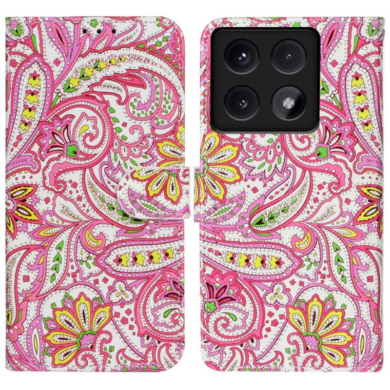 Leren Hoesje Xiaomi 14t Premium Bloemmotief