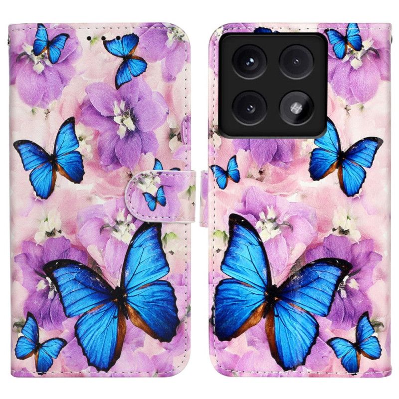 Leren Hoesje Xiaomi 14t Premium Bloemmotief