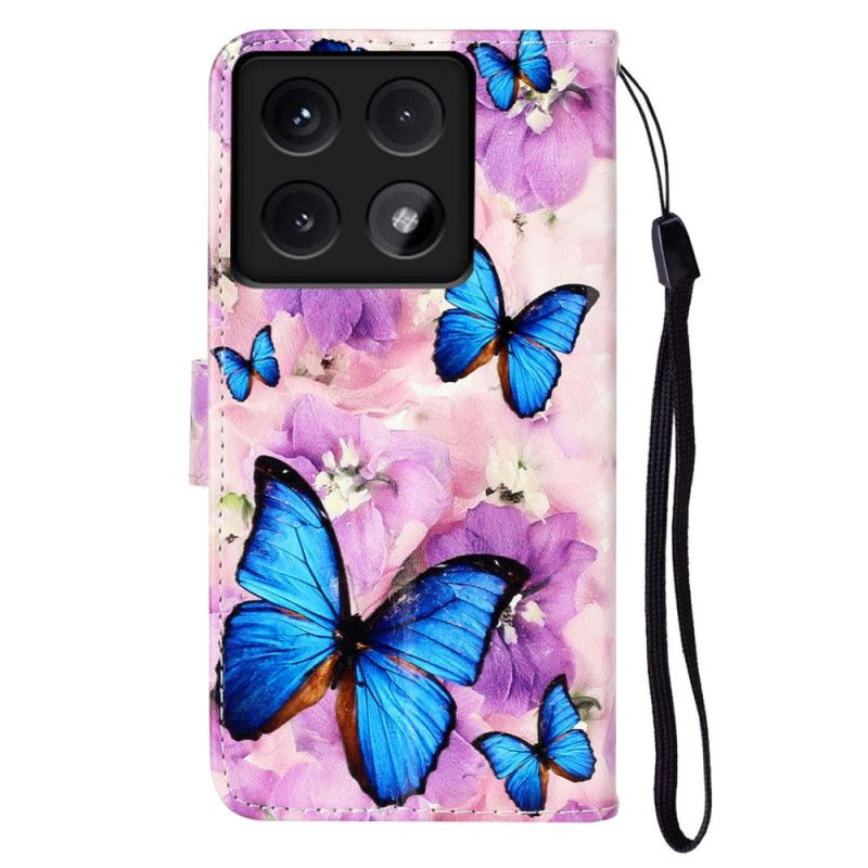 Leren Hoesje Xiaomi 14t Premium Bloemmotief