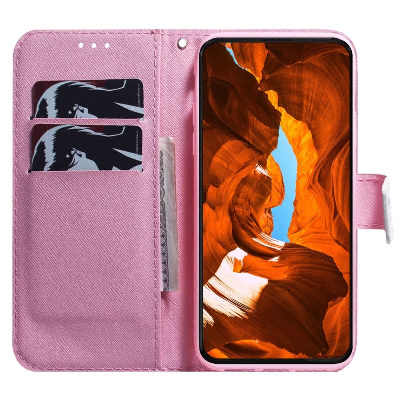 Leren Hoesje Xiaomi 14t Roze Bloem Bescherming Hoesje