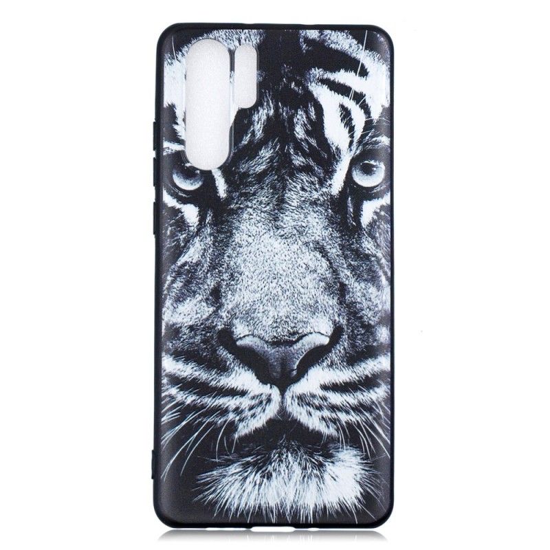 Case Hoesje Huawei P30 Pro Telefoonhoesje Zwart-Witte Tijger