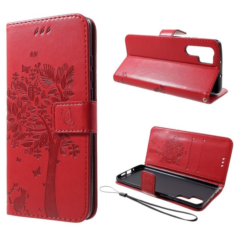 Cover Folio-hoesje Huawei P30 Pro Telefoonhoesje Boom En String Uilen