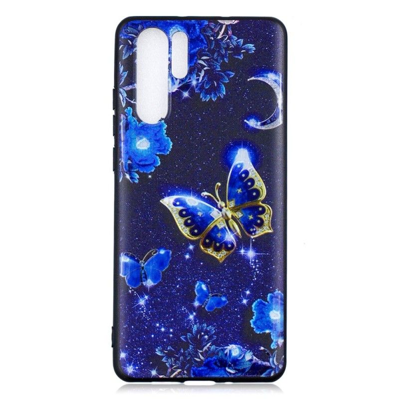 Cover Hoesje Huawei P30 Pro Telefoonhoesje Gouden Vlinder