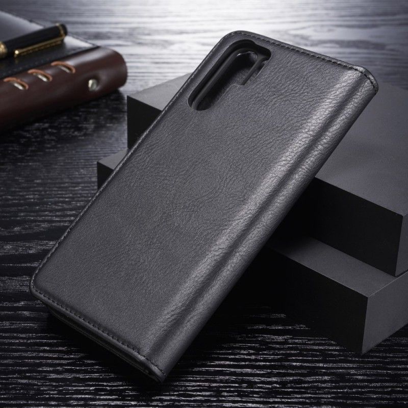 Flip Case Leren Huawei P30 Pro Grijs Zwart Dg. Afneembare Ming