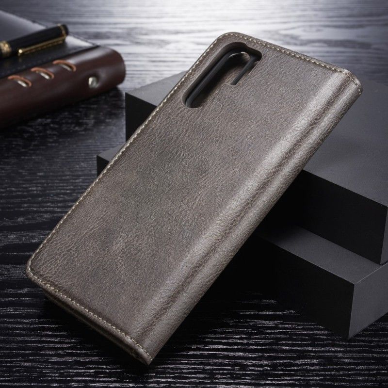 Flip Case Leren Huawei P30 Pro Grijs Zwart Dg. Afneembare Ming