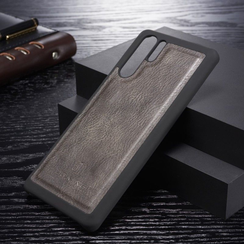 Flip Case Leren Huawei P30 Pro Grijs Zwart Dg. Afneembare Ming