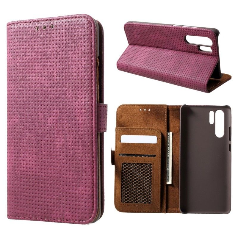 Flip Case Leren Huawei P30 Pro Vintage Mesh Leereffect