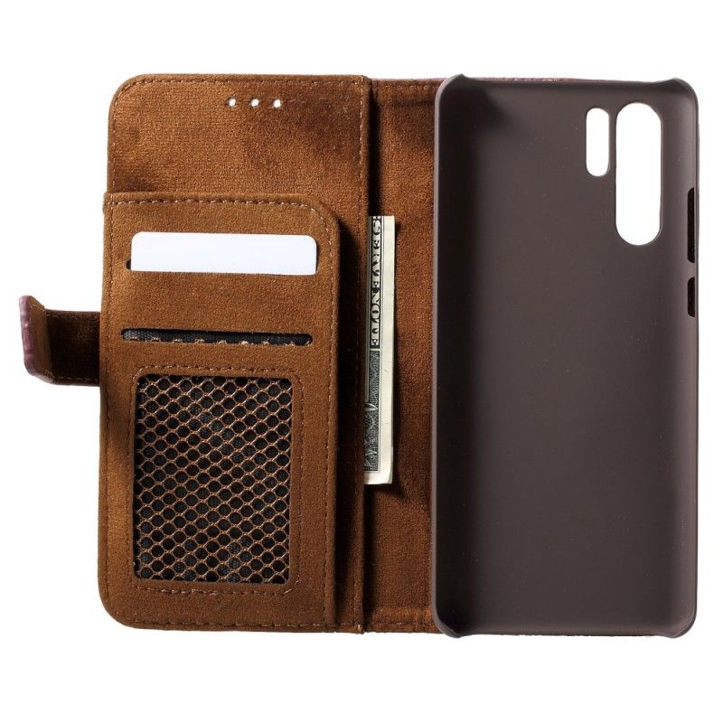 Flip Case Leren Huawei P30 Pro Vintage Mesh Leereffect