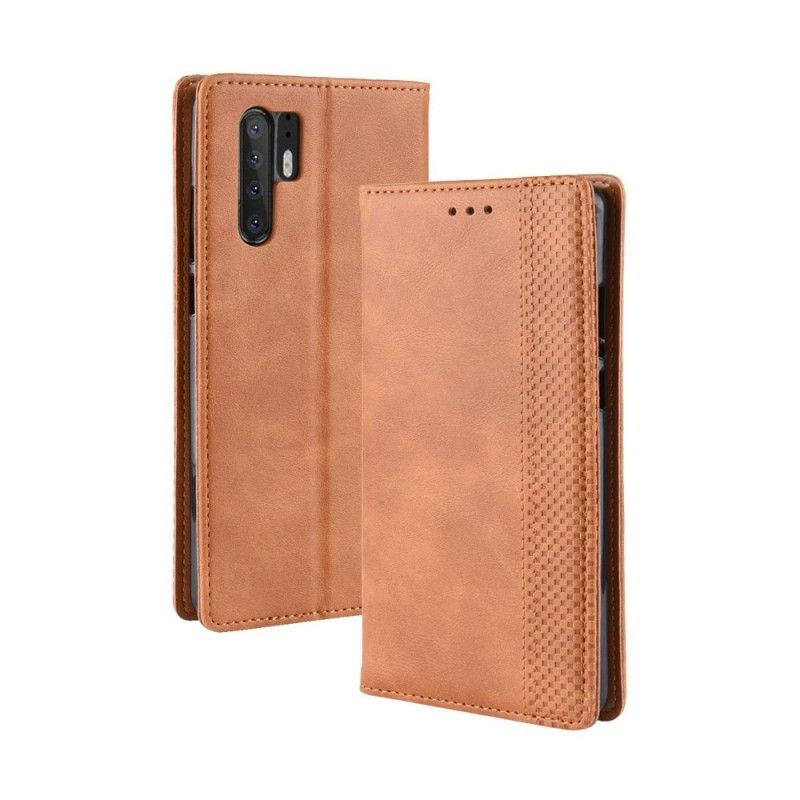 Folio-hoesje Huawei P30 Pro Rood Zwart Gestileerd Vintage Leereffect