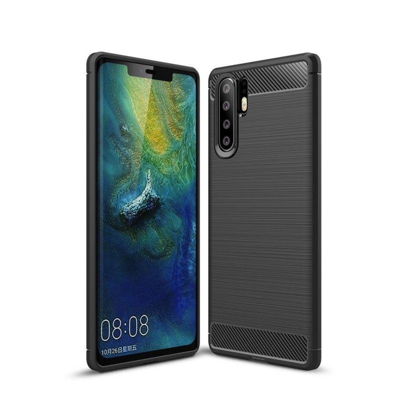 Hoesje Huawei P30 Pro Grijs Zwart Geborsteld Koolstofvezel