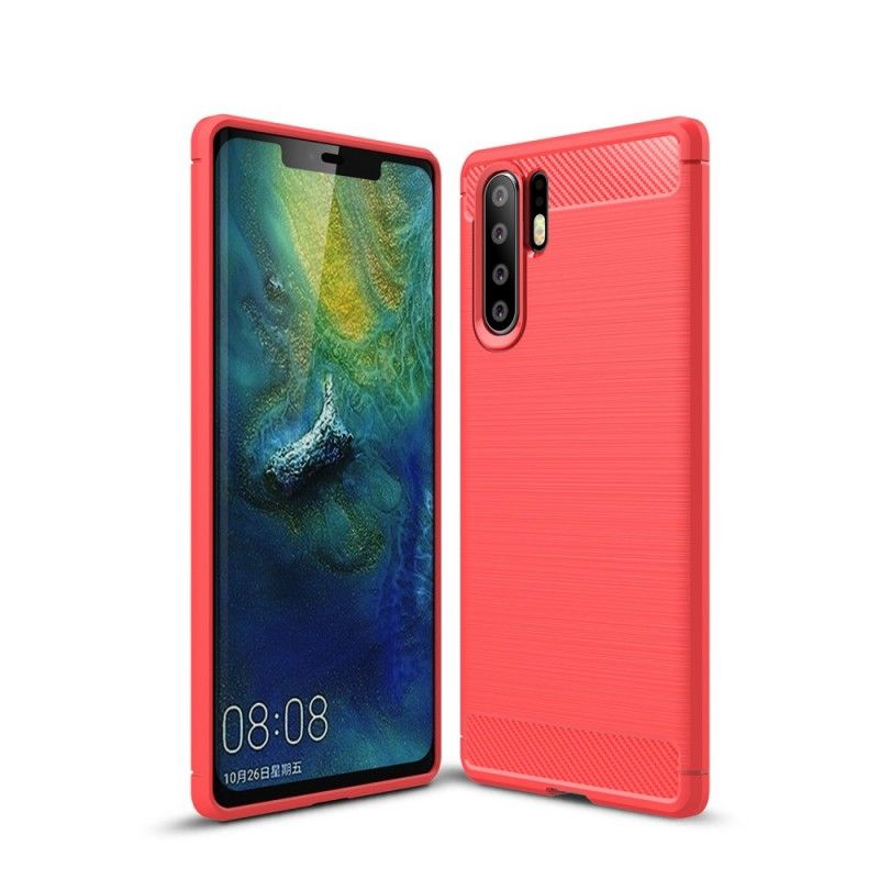 Hoesje Huawei P30 Pro Grijs Zwart Geborsteld Koolstofvezel