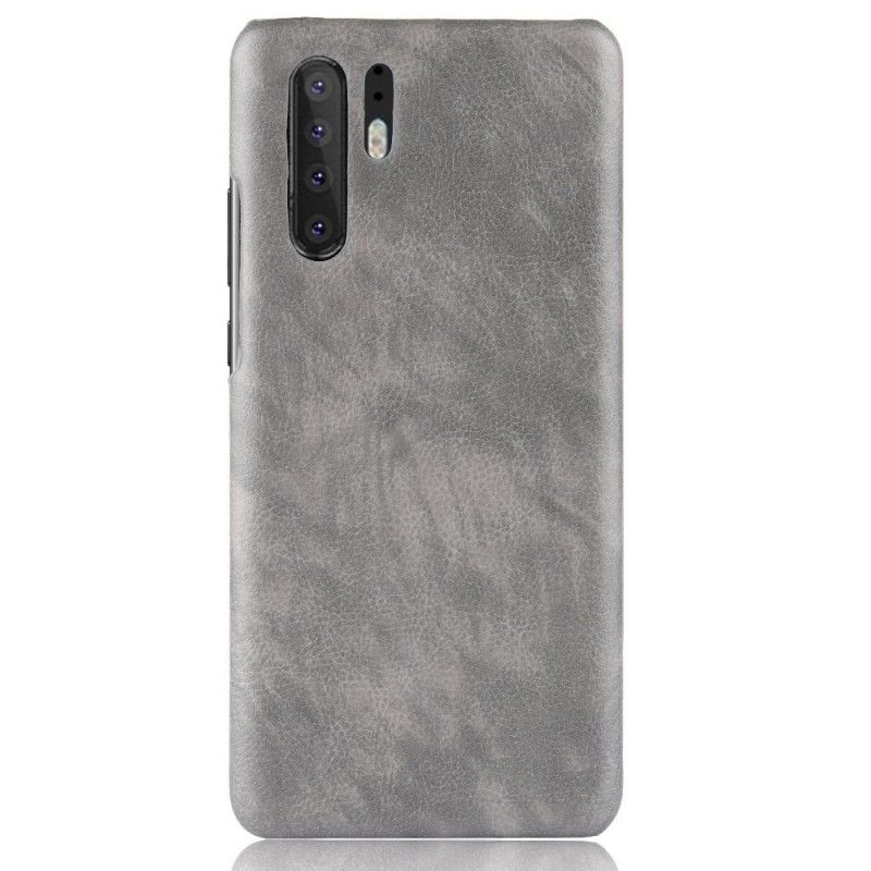 Hoesje Huawei P30 Pro Grijs Zwart Prestatie Lychee Leereffect