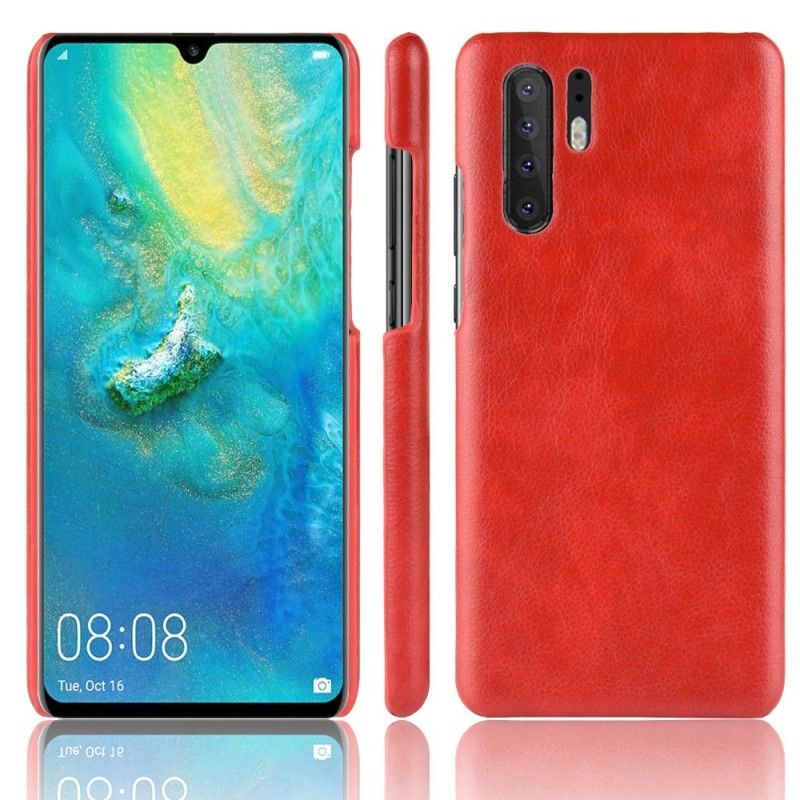 Hoesje Huawei P30 Pro Grijs Zwart Prestatie Lychee Leereffect