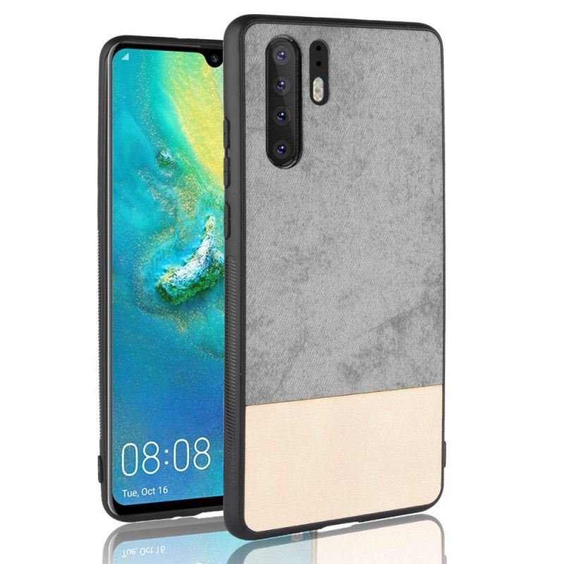 Hoesje Huawei P30 Pro Grijs Zwart Tweekleurig Kunstleer