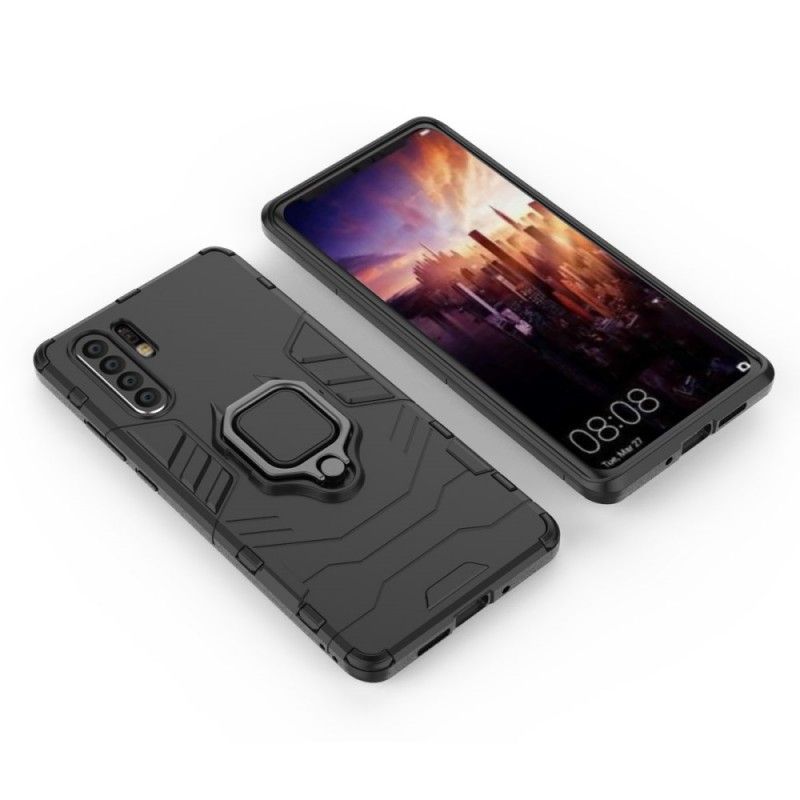 Hoesje Huawei P30 Pro Rood Zwart Resistente Ring