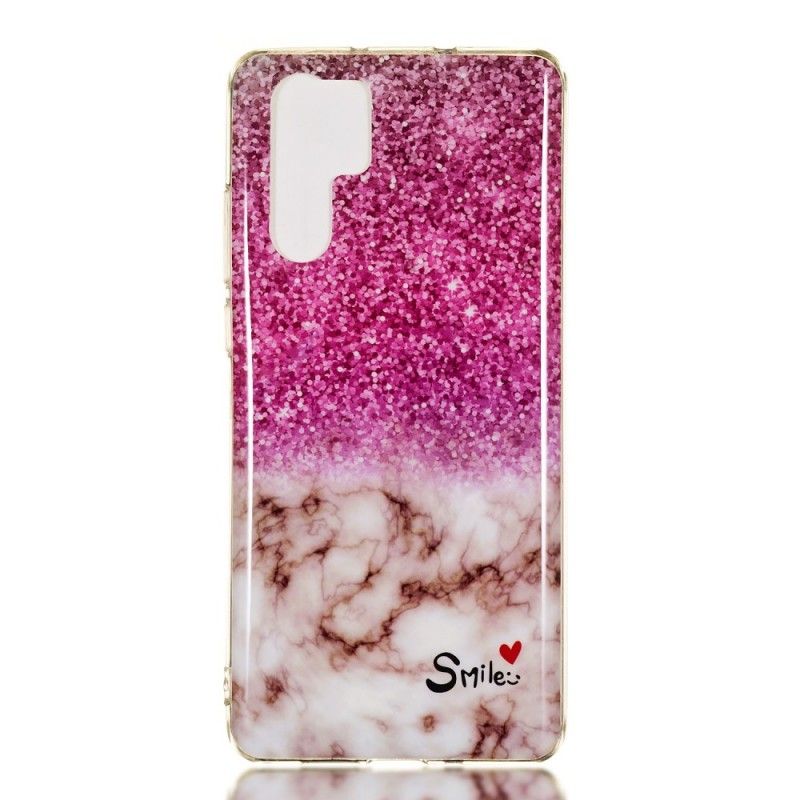 Hoesje Huawei P30 Pro Telefoonhoesje Marmeren Glitter En Glimlach