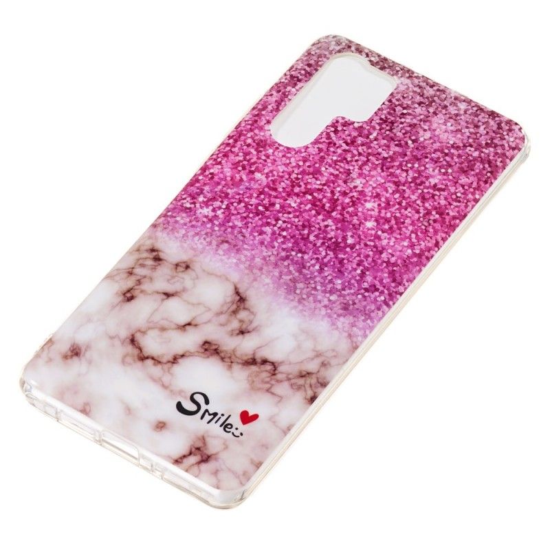 Hoesje Huawei P30 Pro Telefoonhoesje Marmeren Glitter En Glimlach