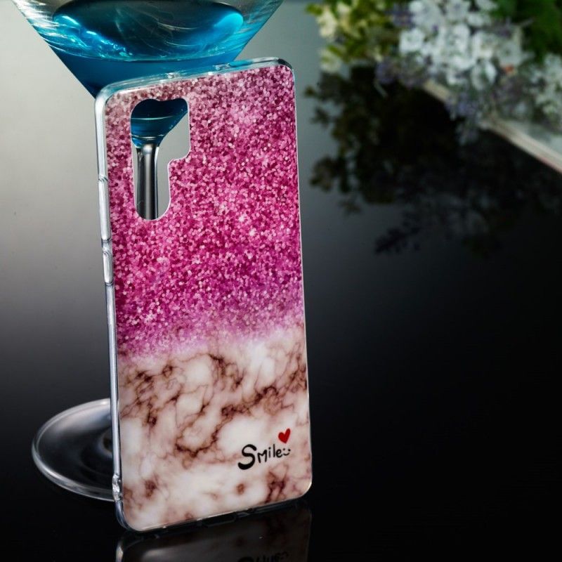 Hoesje Huawei P30 Pro Telefoonhoesje Marmeren Glitter En Glimlach