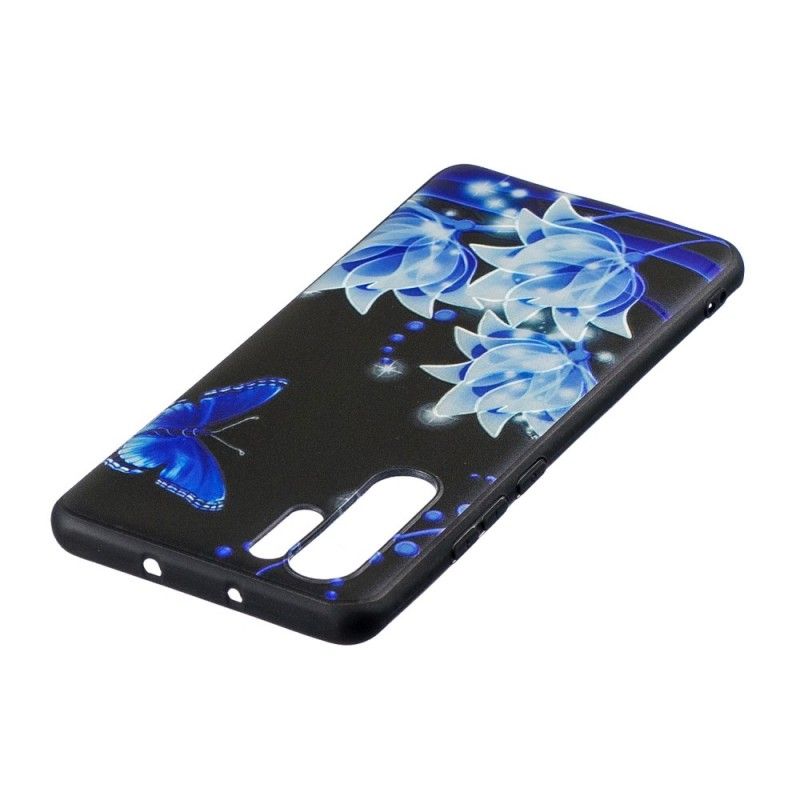 Hoesje Huawei P30 Pro Vlinder En Blauwe Bloemen