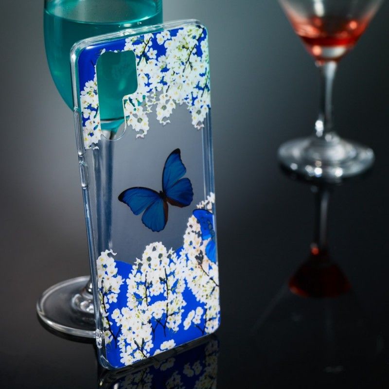Hoesje voor Huawei P30 Pro Blauwe Vlinder En Winterbloemen