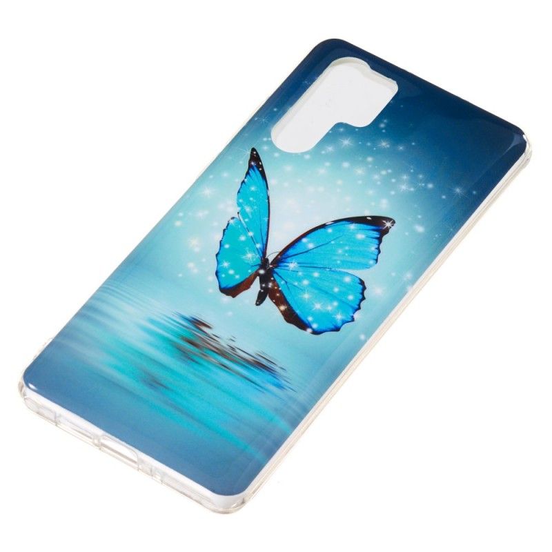 Hoesje voor Huawei P30 Pro Fluorescerende Blauwe Vlinder
