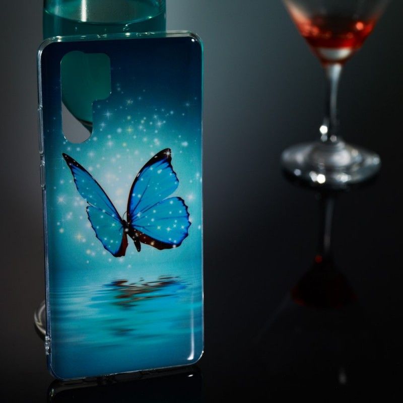 Hoesje voor Huawei P30 Pro Fluorescerende Blauwe Vlinder