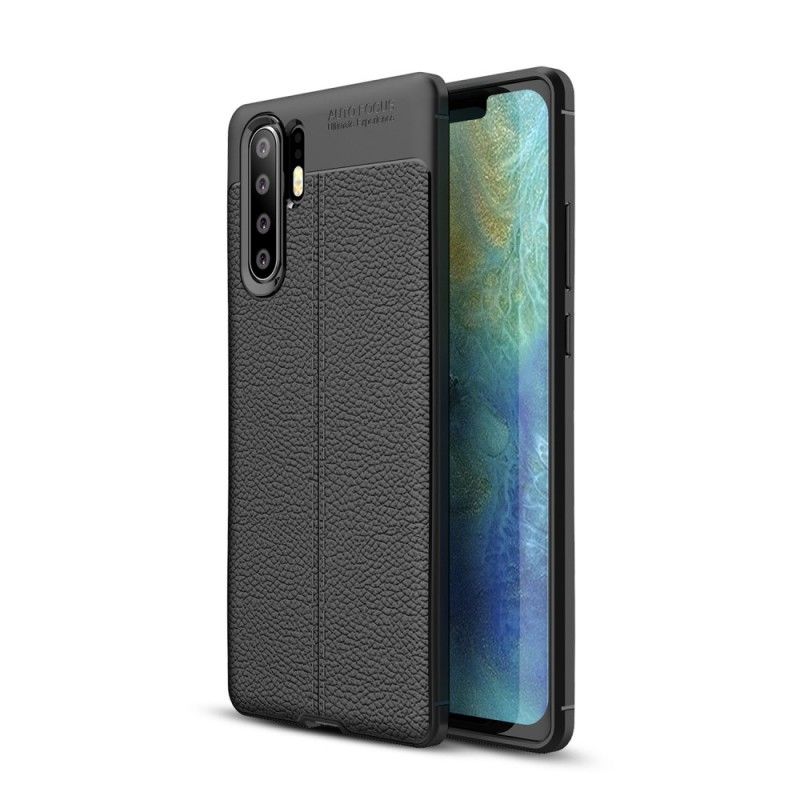 Hoesje voor Huawei P30 Pro Rood Zwart Dubbellijns Lychee Leereffect