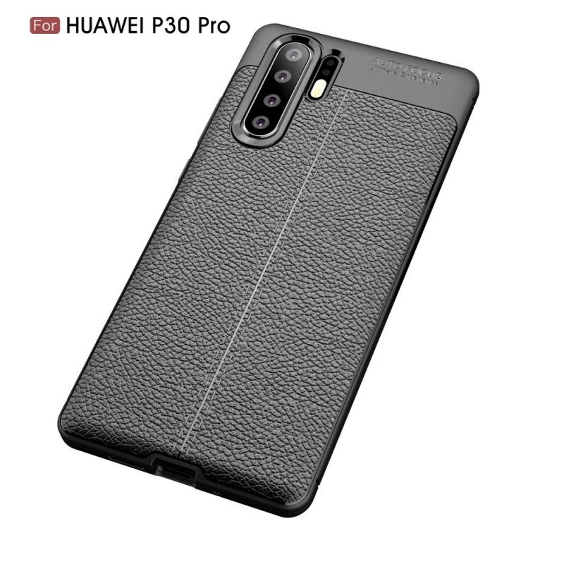 Hoesje voor Huawei P30 Pro Rood Zwart Dubbellijns Lychee Leereffect