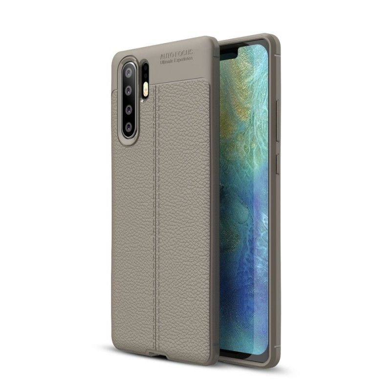 Hoesje voor Huawei P30 Pro Rood Zwart Dubbellijns Lychee Leereffect