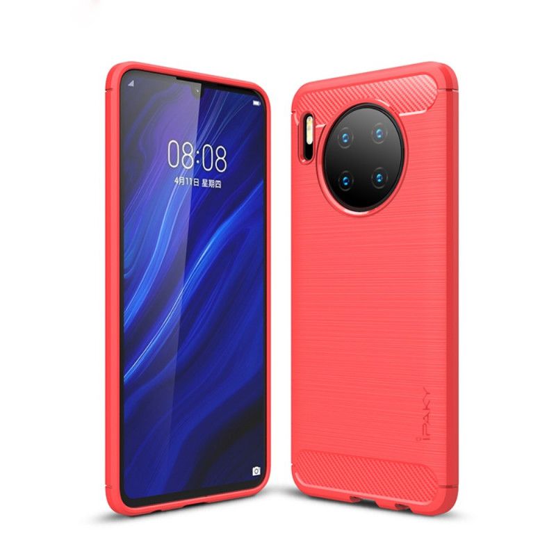 Hoesje voor Huawei P30 Pro Rood Zwart Ipaky Geborsteld Koolstofvezel