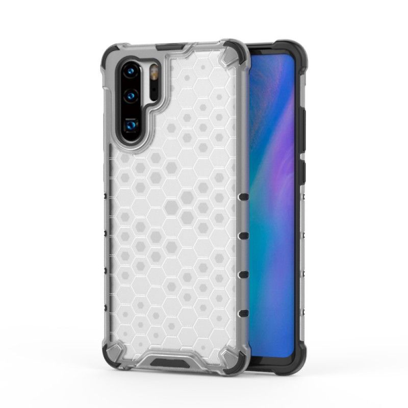 Hoesje voor Huawei P30 Pro Wit Zwart Honingraatstijl