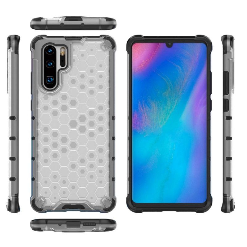 Hoesje voor Huawei P30 Pro Wit Zwart Honingraatstijl