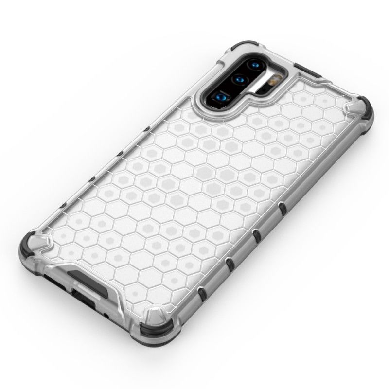 Hoesje voor Huawei P30 Pro Wit Zwart Honingraatstijl