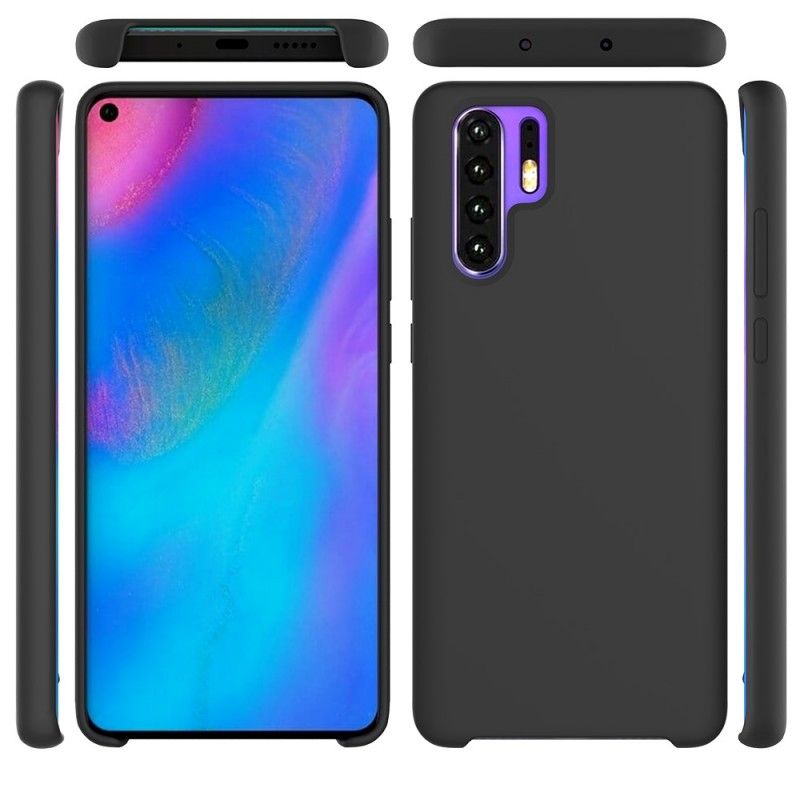 Hoesje voor Huawei P30 Pro Wit Zwart Siliconenvloeistof