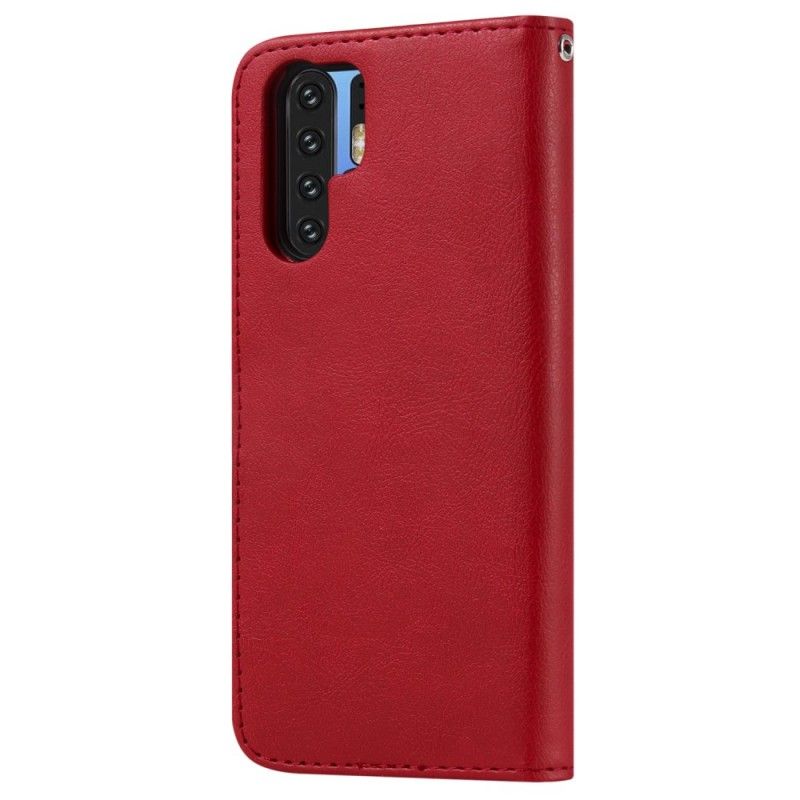 Leren Hoesje Huawei P30 Pro Rood Zwart Telefoonhoesje Retro Afneembaar