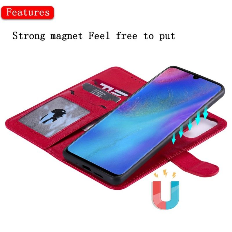 Leren Hoesje Huawei P30 Pro Rood Zwart Telefoonhoesje Retro Afneembaar