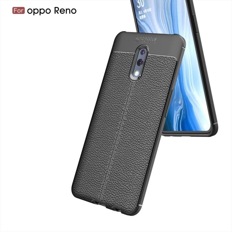 Cover Hoesje Oppo Reno Rood Zwart Telefoonhoesje Lychee Leereffect