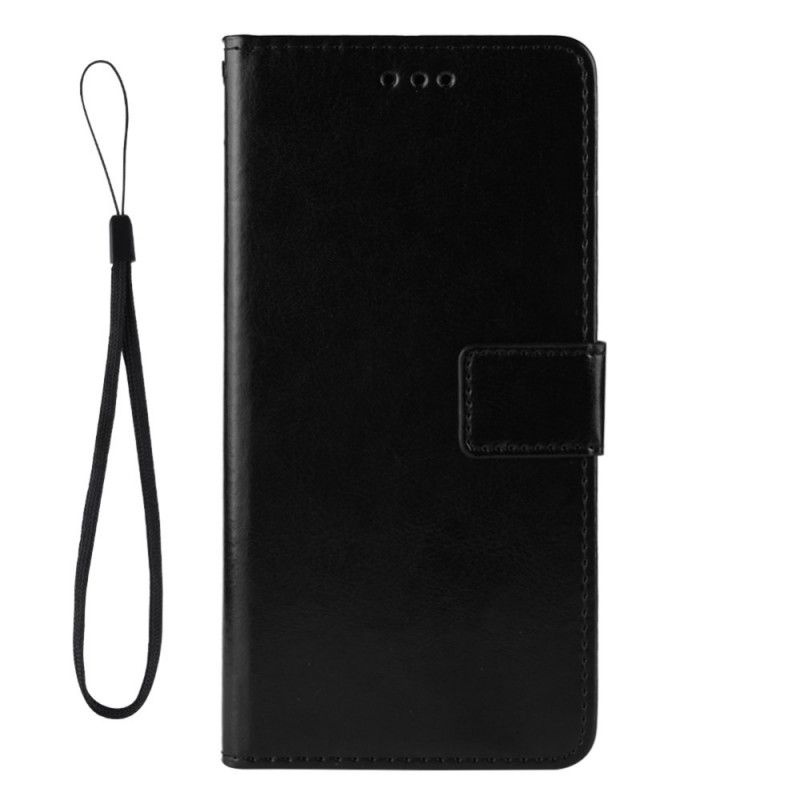 Flip Case Leren Oppo Reno Zwart Utra Kunstleer Met Riem