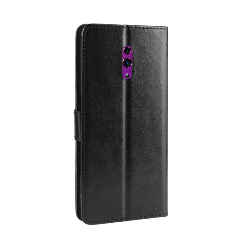 Flip Case Leren Oppo Reno Zwart Utra Kunstleer Met Riem