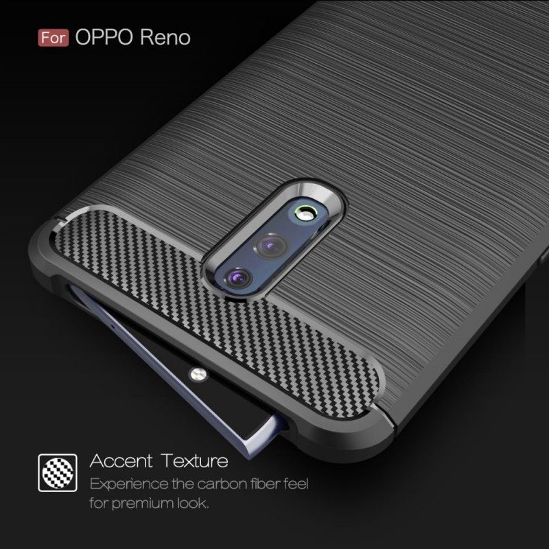 Hoesje voor Oppo Reno Rood Zwart Geborsteld Koolstofvezel