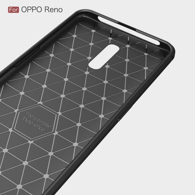 Hoesje voor Oppo Reno Rood Zwart Geborsteld Koolstofvezel