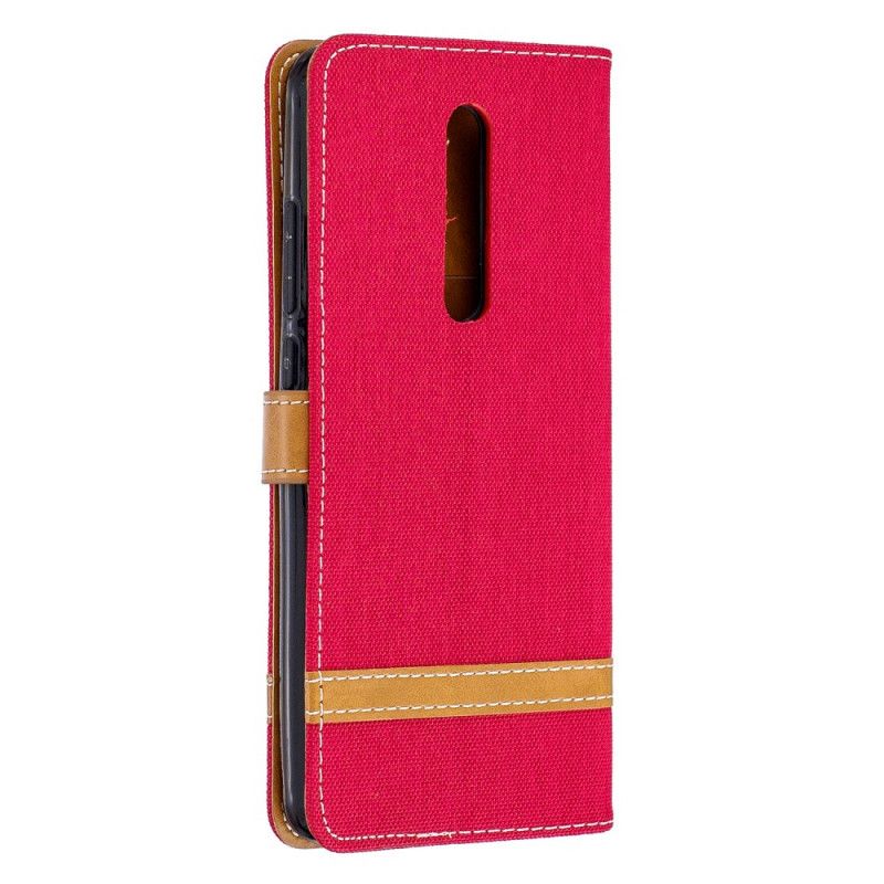 Cover Folio-hoesje Xiaomi Mi 9T / Mi 9T Pro Grijs Zwart Telefoonhoesje Stof En Leereffect Met String