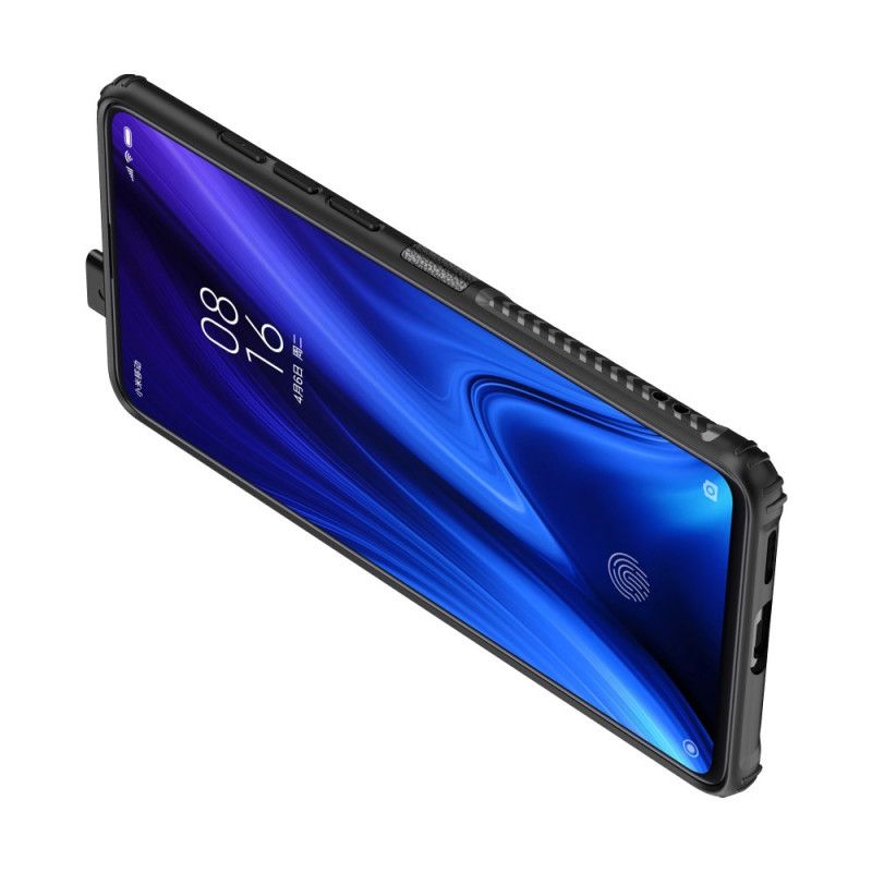 Cover Hoesje Xiaomi Mi 9T / Mi 9T Pro Donkerblauw Zwart Telefoonhoesje Ring Van Hoogwaardig Metaal En Kunstleer