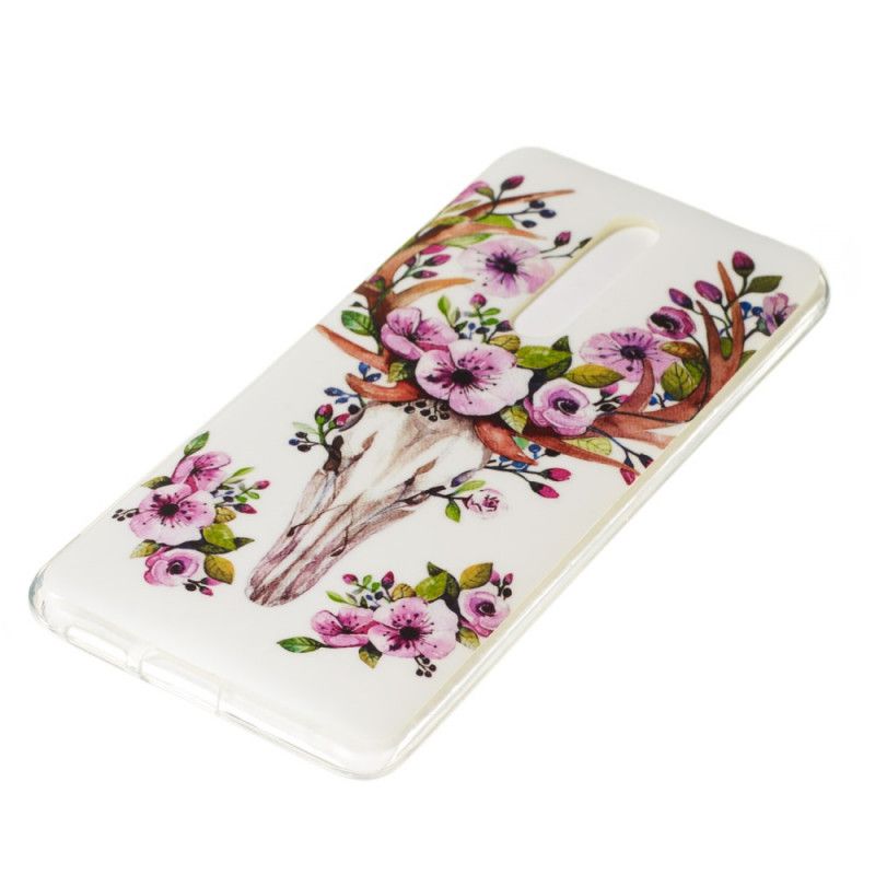 Cover Hoesje Xiaomi Mi 9T / Mi 9T Pro Telefoonhoesje Eland Met Fluorescerende Bloemen