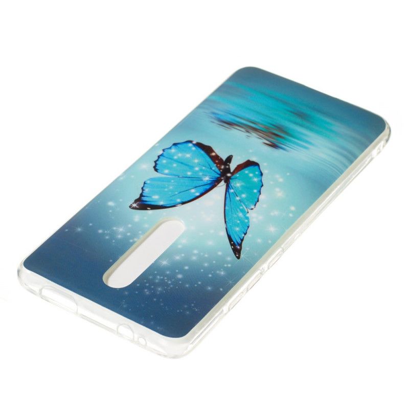 Cover Hoesje Xiaomi Mi 9T / Mi 9T Pro Telefoonhoesje Fluorescerende Blauwe Vlinder