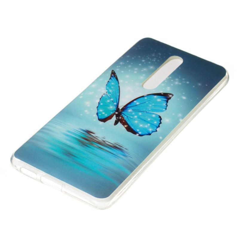 Cover Hoesje Xiaomi Mi 9T / Mi 9T Pro Telefoonhoesje Fluorescerende Blauwe Vlinder