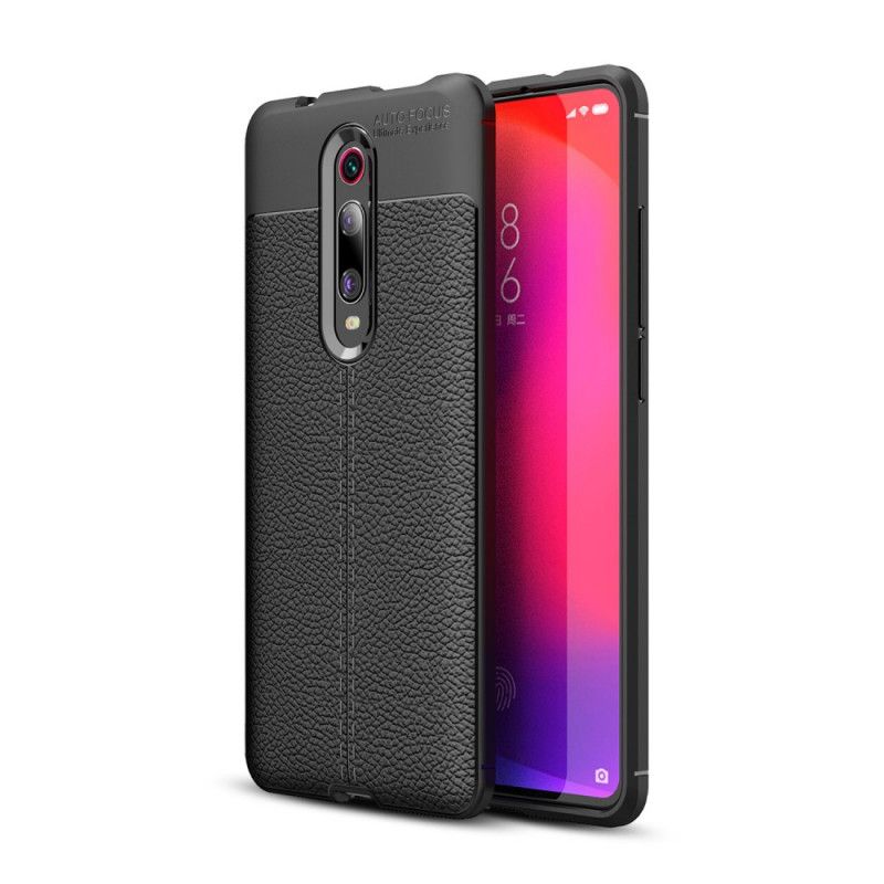 Hoesje voor Xiaomi Mi 9T / Mi 9T Pro Rood Zwart Dubbellijns Lychee Leereffect