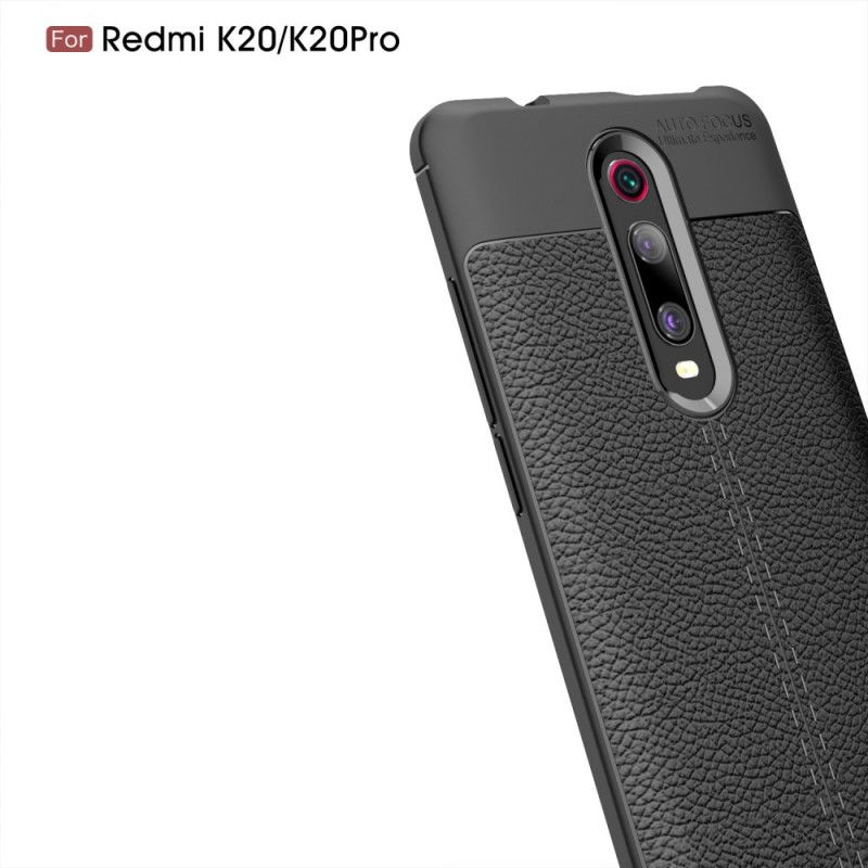 Hoesje voor Xiaomi Mi 9T / Mi 9T Pro Rood Zwart Dubbellijns Lychee Leereffect